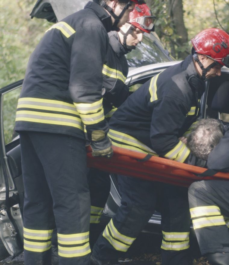Rescue crew at the scene of a serious highway crash