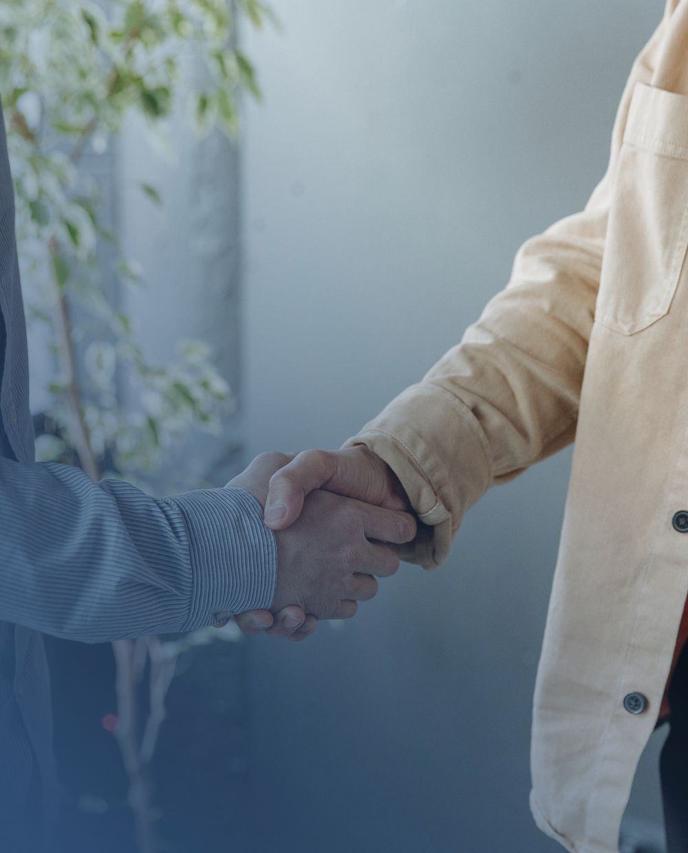 Attorney shaking hands with a client